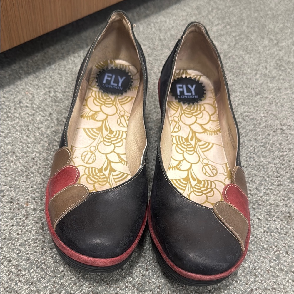 Fly London Women's Black and Red Shoes